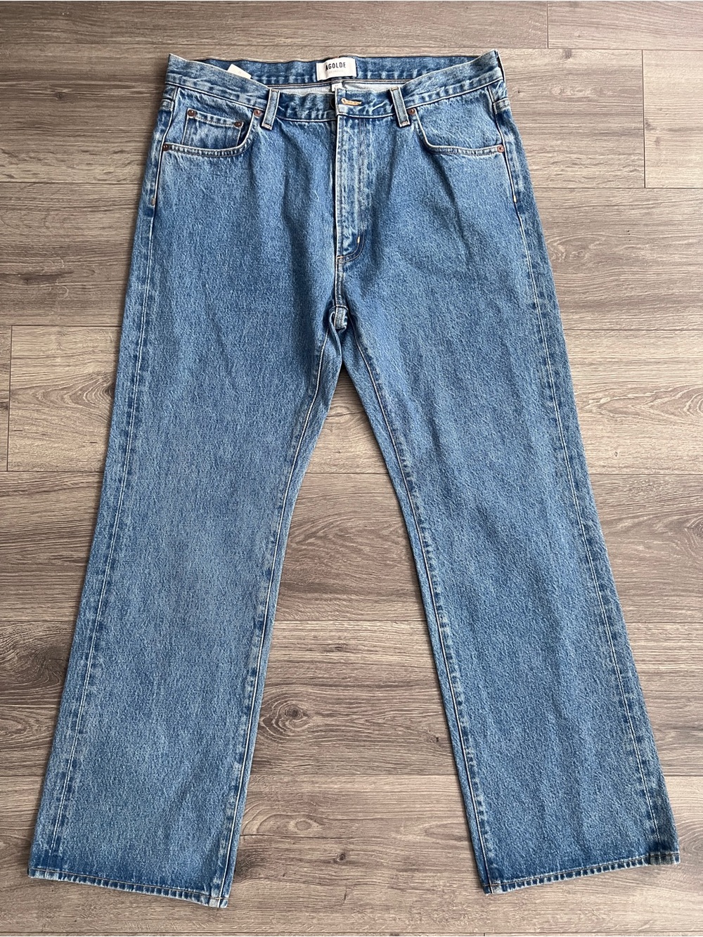AGOLDE Mens Bootcut Jeans Size 32 Medium Blue Wash Mid Rise Classic Retro Grunge